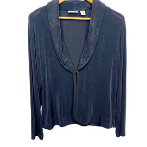 Chicos Travelers Stretchy Open Front Long Sleeve Cardigan Size 2 (L) Packable